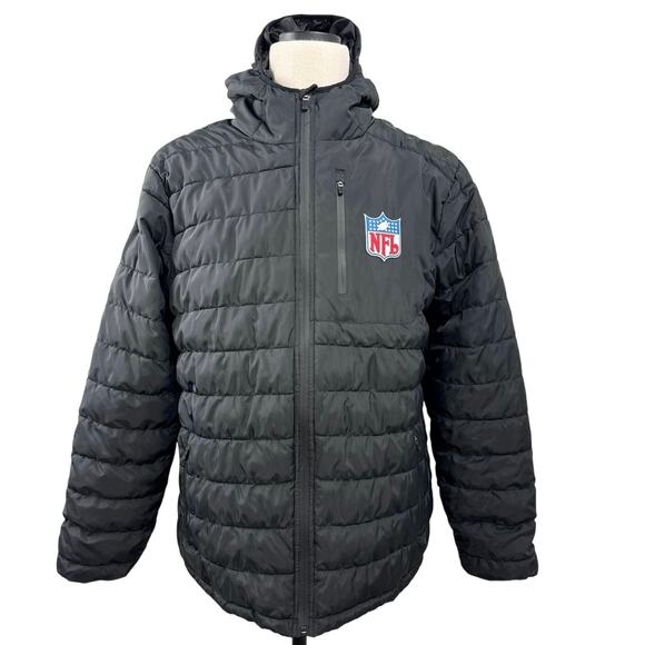 NFL Other - NFL Team Apparel Black Quilted Hooded Puffer Jacket Men’s Large 45" Chest